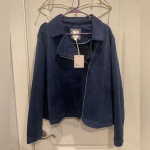 LC by Lauren Conrad Navy Blue Faux Suede Moto Jacket.